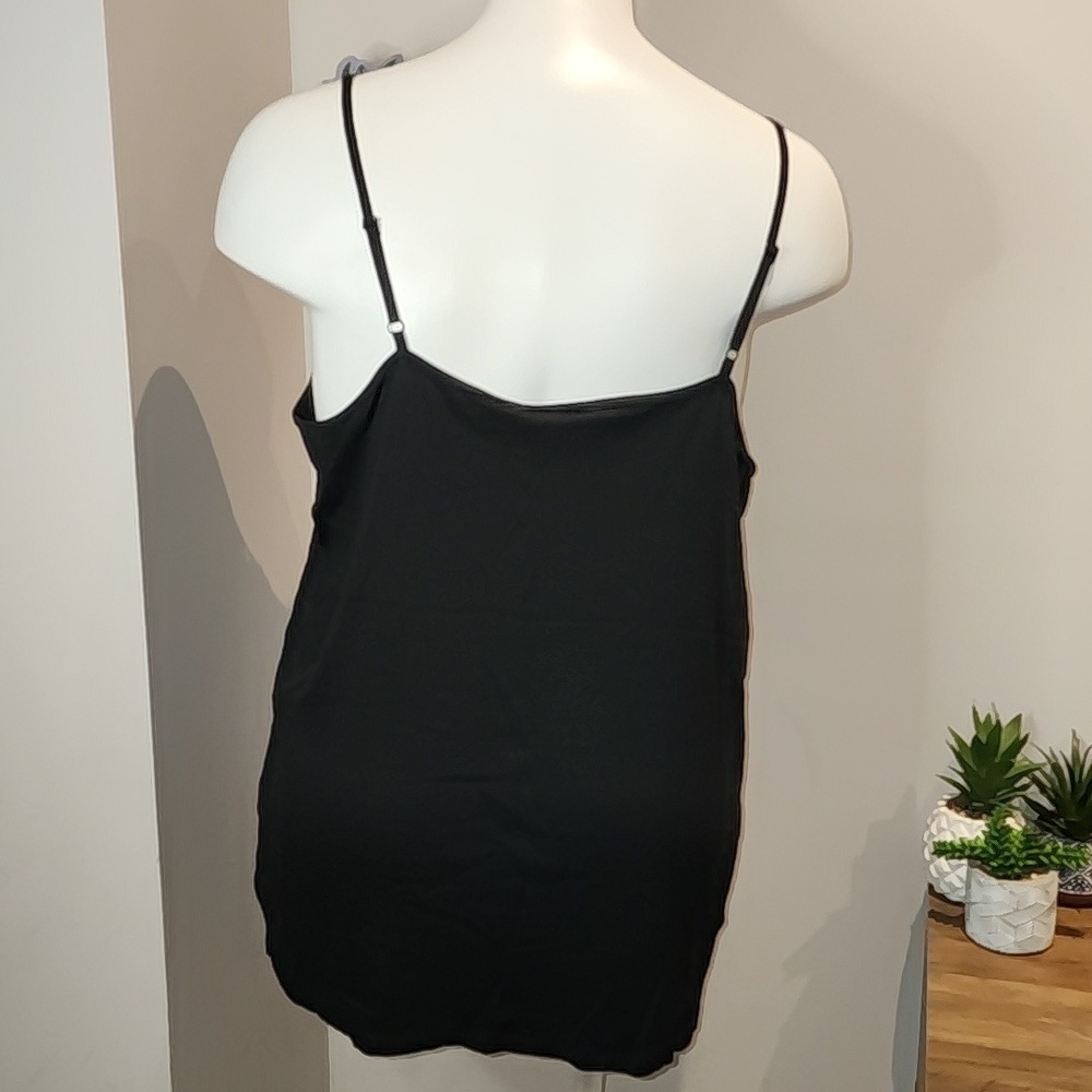 Torrid - Cotton Modal Rib Lace V-Neck Cami in Deep Black​​​​​​ - Picture 5 of 13